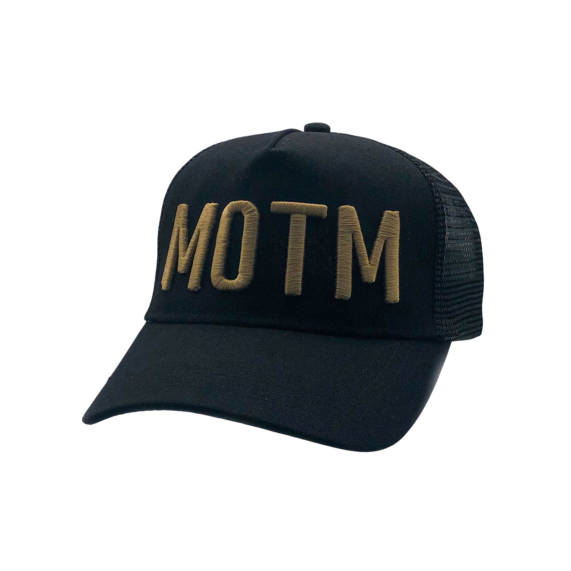 MAN OF THE MATCH® Official Cap - MOTM ICON 3D Embroidered Gold on Black - Premium Linen